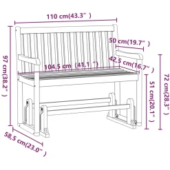 Banco balancín Tórtola madera maciza de acacia 97x110x58,5 cm