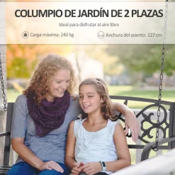Banco columpio Outsunny con reposabrazos negro 52x127x59,5 cm