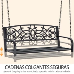 Banco columpio Outsunny con reposabrazos negro 52x127x59,5 cm