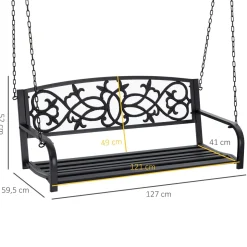 Banco columpio Outsunny con reposabrazos negro 52x127x59,5 cm