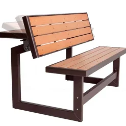 Banco convertible en mesa Lifetime efecto madera marrón 36x141x48 cm