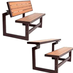 Banco convertible en mesa Lifetime efecto madera marrón 36x141x48 cm