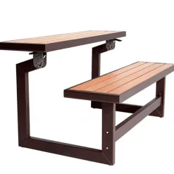 Banco convertible en mesa Lifetime efecto madera marrón 36x141x48 cm