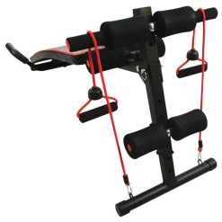 Banco de abdominales Homcom altura ajustable 2 cuerdas 1 tirador de resorte negro 50/68x55,5x137,5 cm