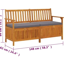 Banco de almacenaje Fels exterior madera de acacia 84x148x62 cm