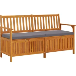 Banco de almacenaje Fels exterior madera de acacia 84x148x62 cm