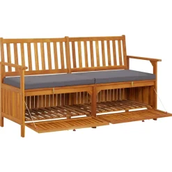 Banco de almacenaje Fels exterior madera de acacia 84x148x62 cm