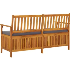 Banco de almacenaje Fels exterior madera de acacia 84x148x62 cm
