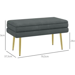 Banco de almacenaje Gatsby Homcom acolchado gris oscuro 43x79,5x37,5 cm