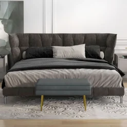 Banco de almacenaje Gatsby Homcom acolchado gris oscuro 43x79,5x37,5 cm