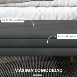 Banco de almacenaje Gatsby Homcom acolchado gris oscuro 43x79,5x37,5 cm
