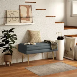 Banco de almacenaje Gatsby Homcom acolchado gris oscuro 43x79,5x37,5 cm
