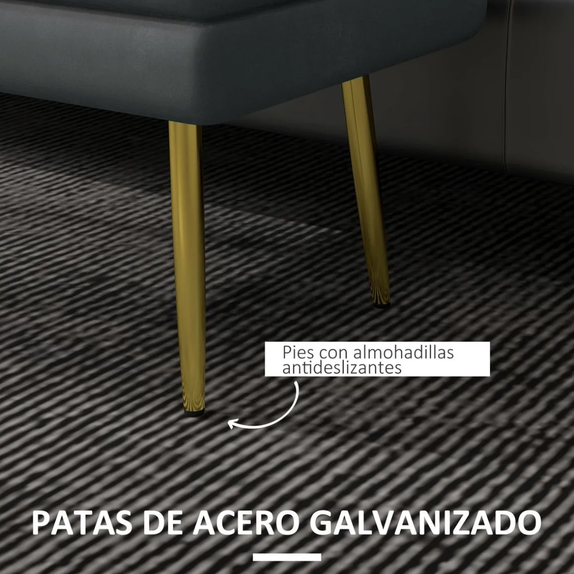Banco de almacenaje Gatsby Homcom acolchado gris oscuro 43x79,5x37,5 cm