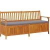 Banco de almacenaje Lax con cojín madera de acacia 84x170x63 cm