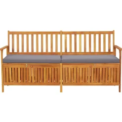 Banco de almacenaje Lax con cojín madera de acacia 84x170x63 cm