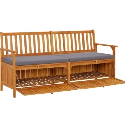 Banco de almacenaje Lax con cojín madera de acacia 84x170x63 cm