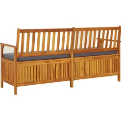 Banco de almacenaje Lax con cojín madera de acacia 84x170x63 cm