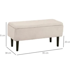 Banco de almacenaje Macarena Homcom tapa abatible gris 45x95x38 cm