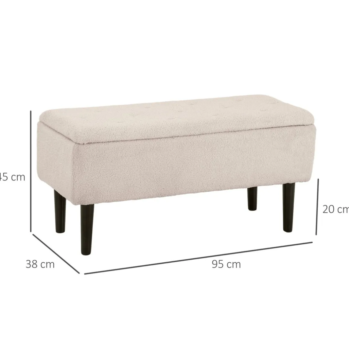 Banco de almacenaje Macarena Homcom tapa abatible gris 45x95x38 cm