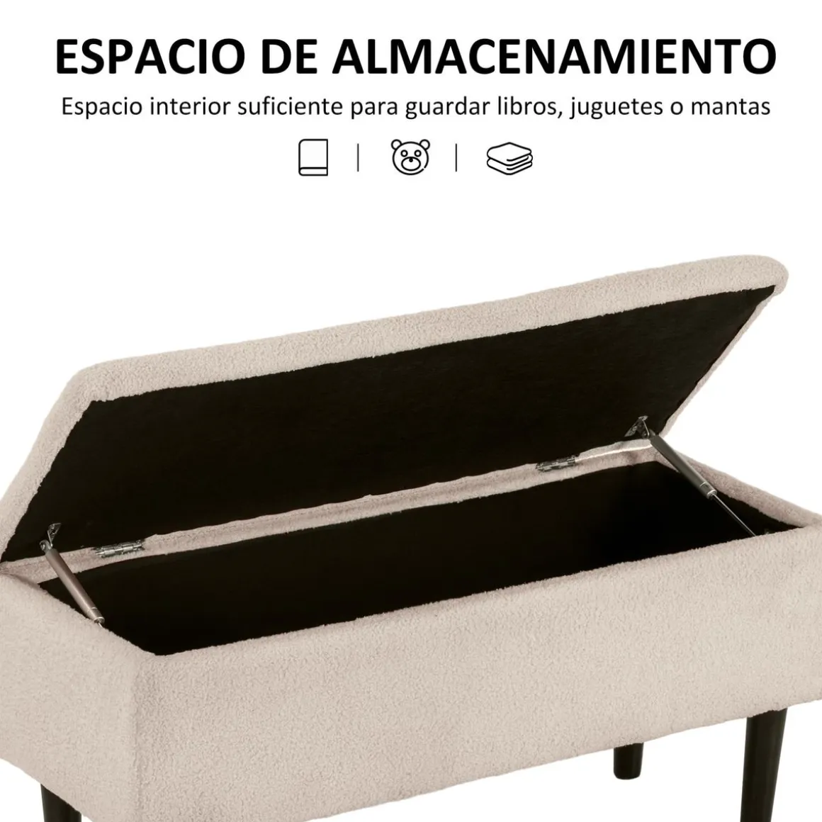 Banco de almacenaje Macarena Homcom tapa abatible gris 45x95x38 cm