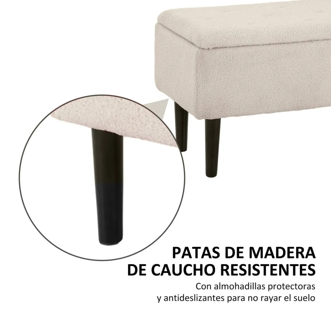 Banco de almacenaje Macarena Homcom tapa abatible gris 45x95x38 cm