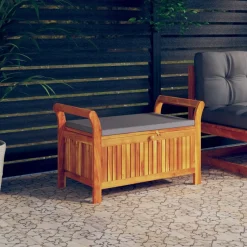 Banco de almacenaje Natur madera de acacia 60x91x50 cm