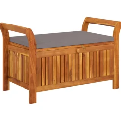 Banco de almacenaje Natur madera de acacia 60x91x50 cm