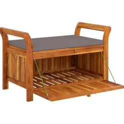 Banco de almacenaje Natur madera de acacia 60x91x50 cm