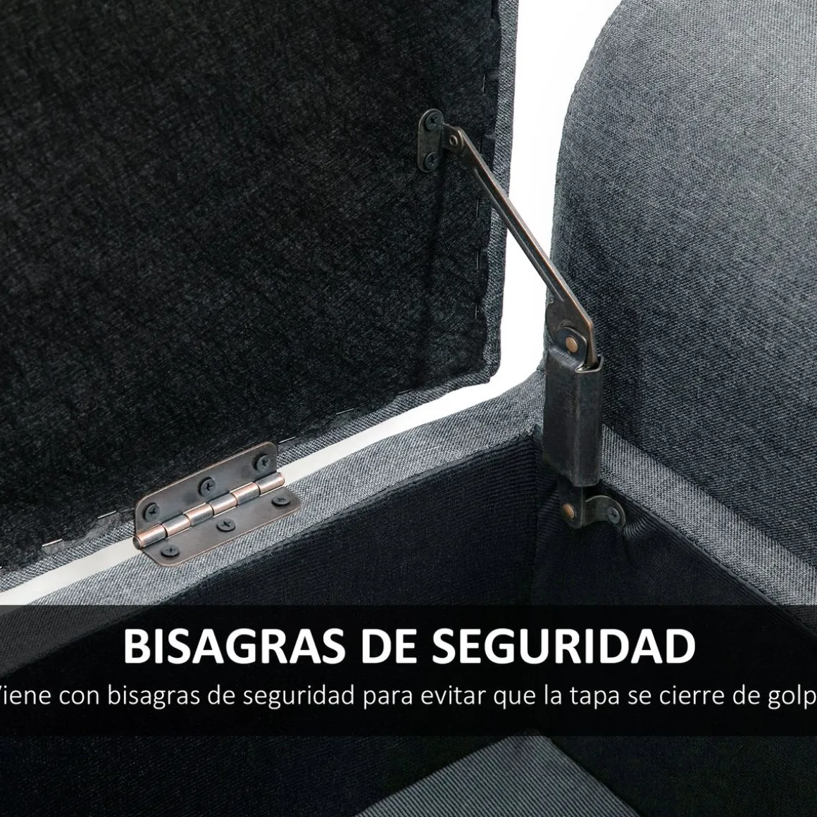 Banco de almacenaje Slim Homcom con tapa abatible gris 58x116x44 cm
