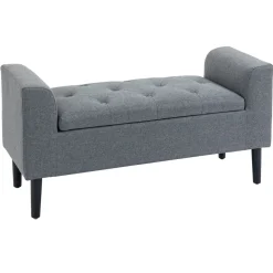 Banco de almacenaje Slim Homcom con tapa abatible gris 58x116x44 cm