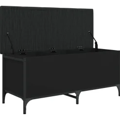 Banco de almacenaje Tristan tapa abatible + cojín negro 45x102x42 cm