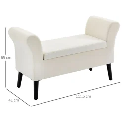 Banco de almacenaje Unakita Homcom con tapa abatible crema 65x111,5x41 cm