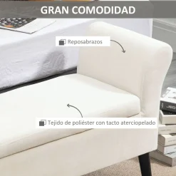 Banco de almacenaje Unakita Homcom con tapa abatible crema 65x111,5x41 cm