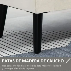 Banco de almacenaje Unakita Homcom con tapa abatible crema 65x111,5x41 cm