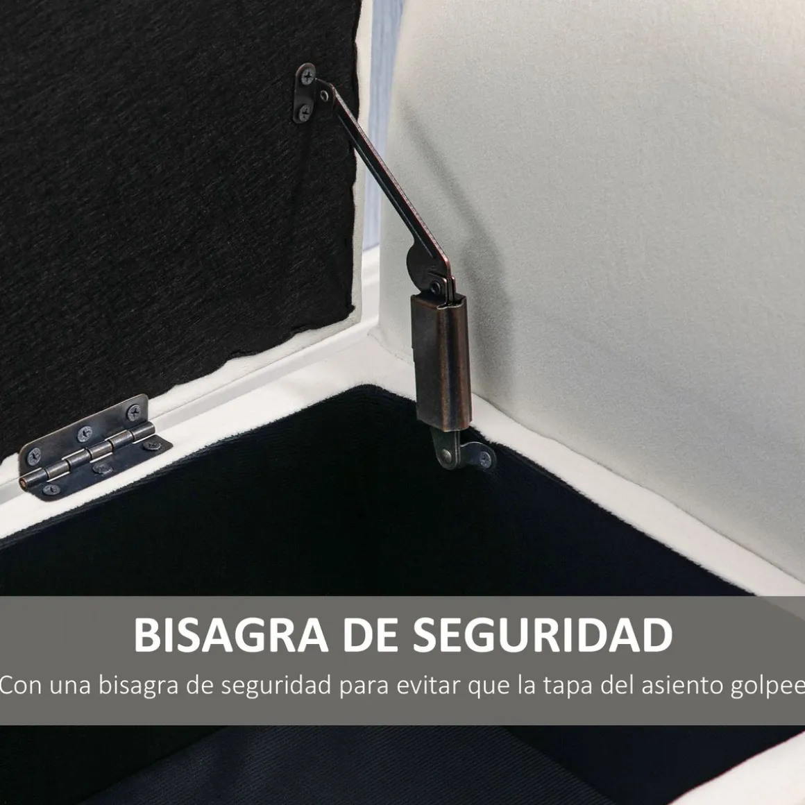 Banco de almacenaje Unakita Homcom con tapa abatible crema 65x111,5x41 cm