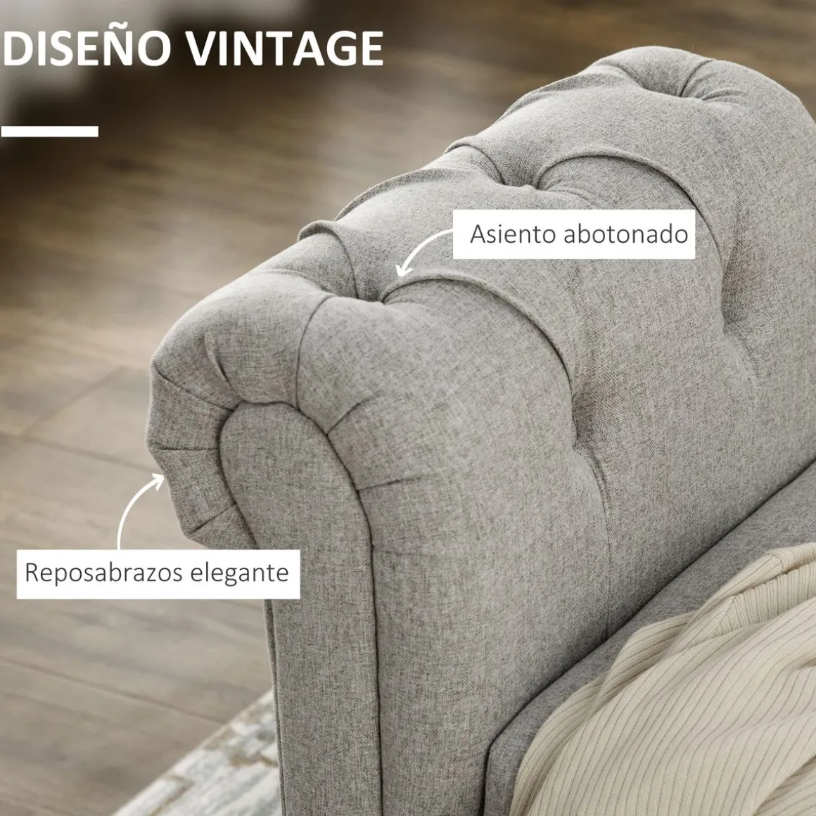 Banco de almacenaje Velmara Homcom con reposabrazos 74,5x146,5x49 cm