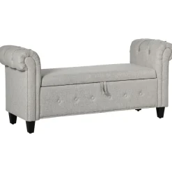Banco de almacenaje Velmara Homcom con reposabrazos 74,5x146,5x49 cm