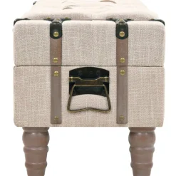 Banco de almacenaje vintage 1 cajón crema 37x111x34 cm