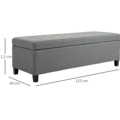 Banco de almacenamiento Homcom acolchado gris 41,5x125x49 cm