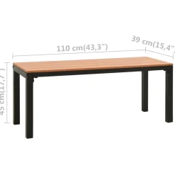 Banco de exterior Lotan 2 plazas marrón/negro 45x110x39 cm