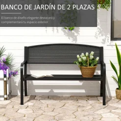 Banco de exterior Up Outsunny 2 plazas negro 87x127x60 cm