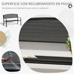 Banco de exterior Up Outsunny 2 plazas negro 87x127x60 cm