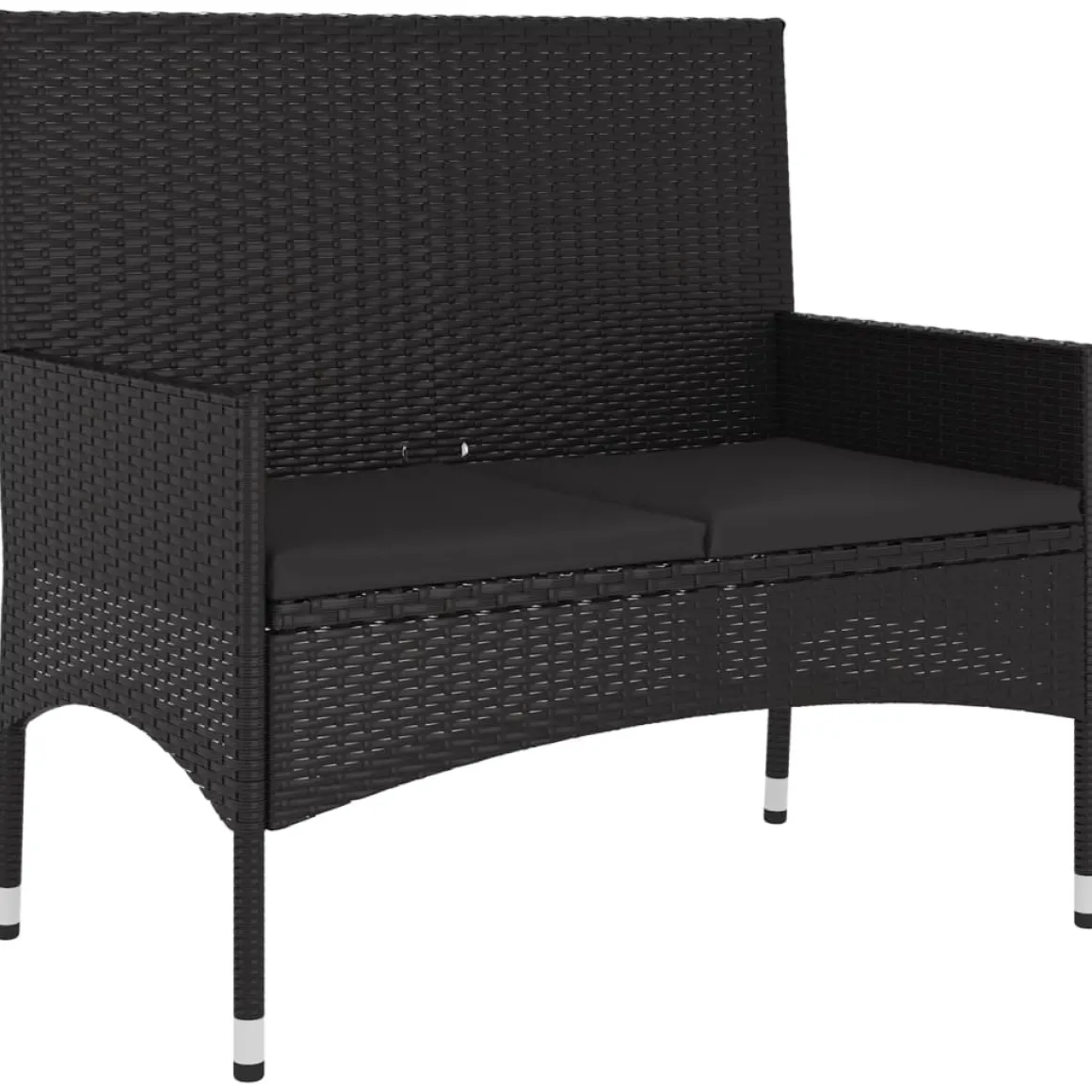 Banco de jardín 2 plazas estructura de ratán con cojines 85x90x51 cm