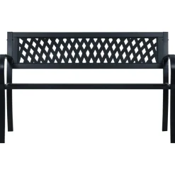 Banco de jardín Bahía acero negro 77x125x53 cm