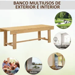 Banco de jardín Bosque Outsunny 2 plazas natural 35x110x38 cm