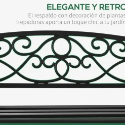 Banco de jardín Garden Outsunny 2 plazas hierro fundido negro 85x128x58,5 cm