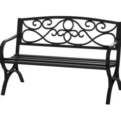 Banco de jardín Garden Outsunny 2 plazas hierro fundido negro 85x128x58,5 cm