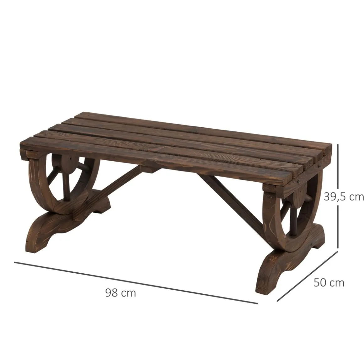 Banco de jardín Garten Outsunny 2 plazas madera de abeto 39,5x98x50 cm