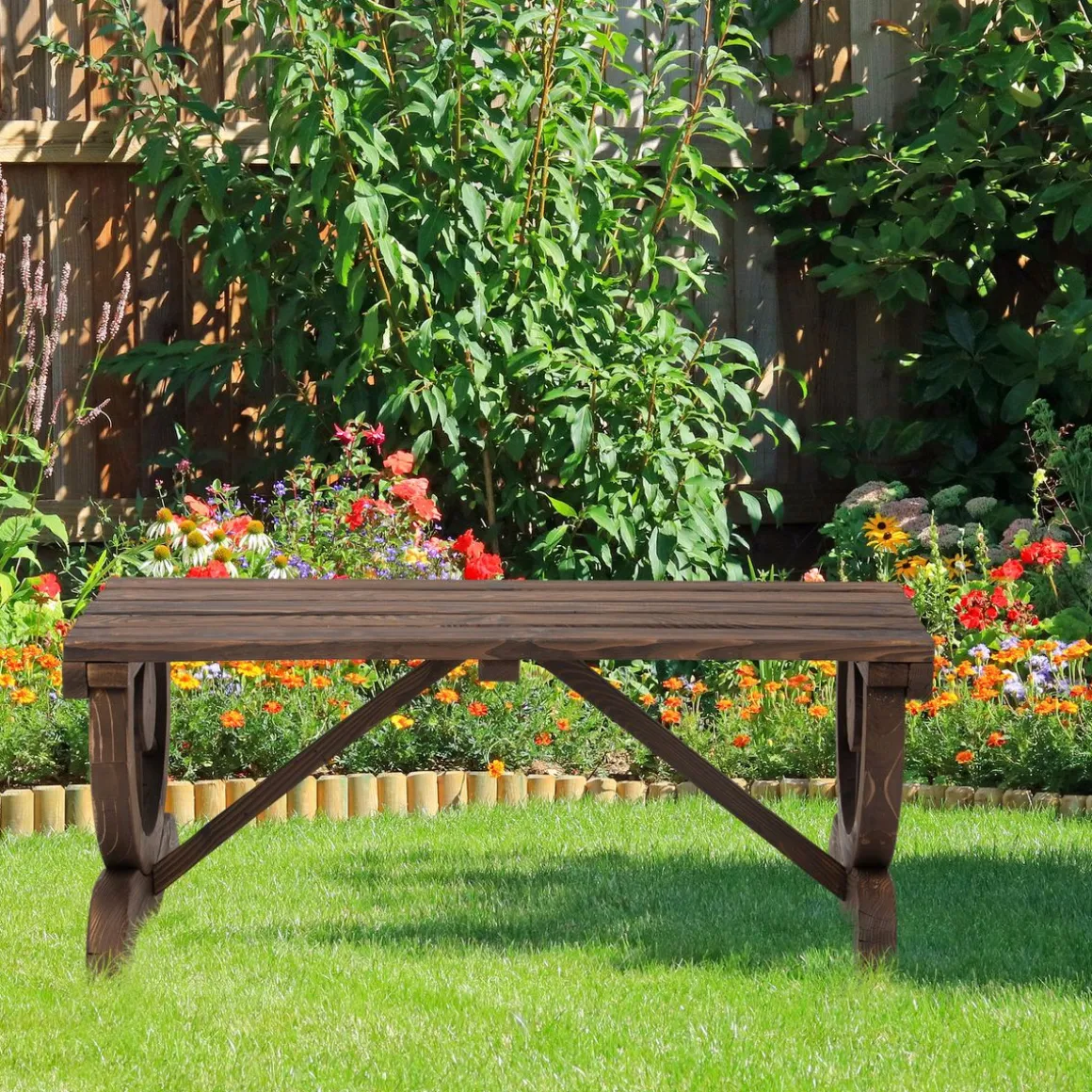 Banco de jardín Garten Outsunny 2 plazas madera de abeto 39,5x98x50 cm