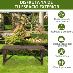 Banco de jardín Garten Outsunny 2 plazas madera de abeto 39,5x98x50 cm